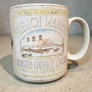 French Market Ceramic Cup Mug Roasted American Coffee & Chicory New Orleans 1890